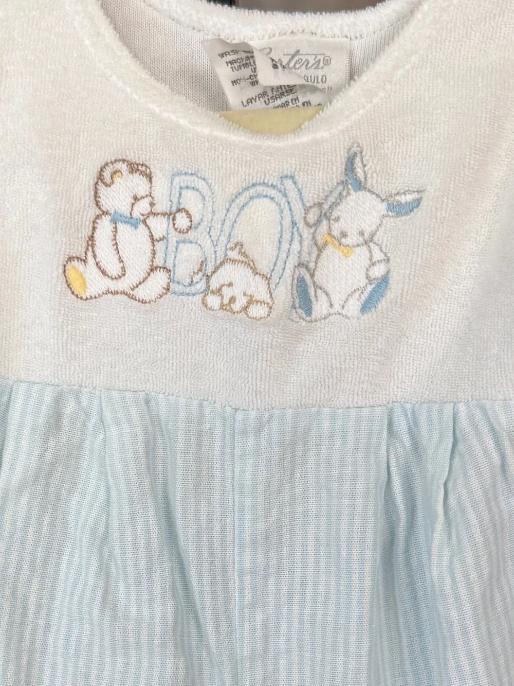Vintage 90s Carter’s shortall romper overalls embroidered terry bunny teddy bear